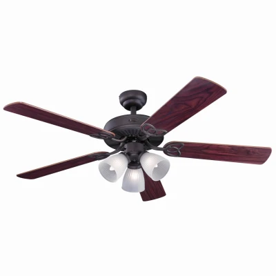 Vintage Ceiling Fan + Light Kit, Oil Rubbed Bronze, 52-In.