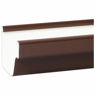 Gutter, K-Style, Traditional, Vinyl, Brown, 10-Ft.