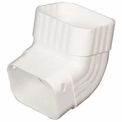 Front Gutter Elbow, Vinyl, White, 2 x 3-In.