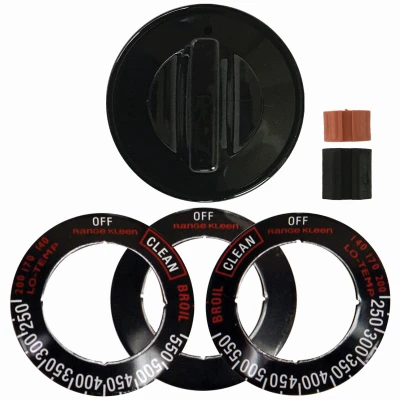 Universal Replacement Knob Kit For Gas Ranges and Ovens, Black
