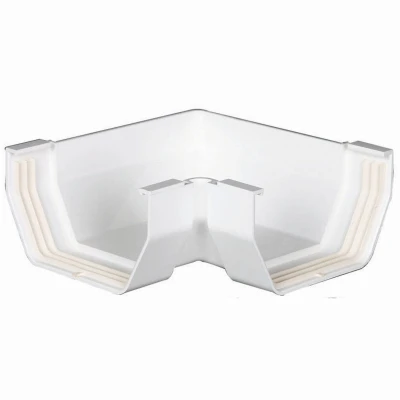 Gutter Miter, Contemporary, Vinyl, White, 5-In.