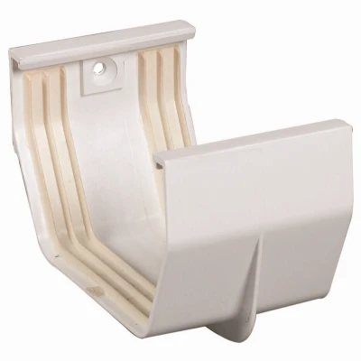 Slip Joint Gutter Connector, Contemporary, Vinyl, White, 5-In.
