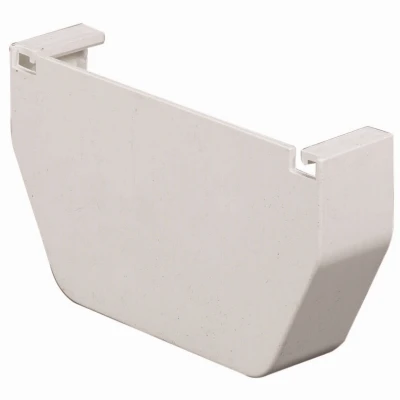 Gutter End Cap, Contemporary, Vinyl, White, 5-In.