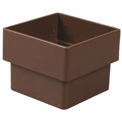 Downspout Connector, Square, Vinyl, Brown, 2-In.