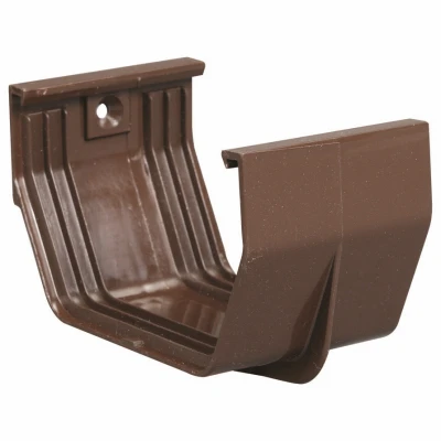 Gutter Slip Joint Connector, Contemporary, Vinyl, Brown, 5-In.