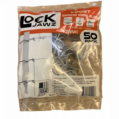 Revolutionary Steel Spring Wire T-Post Clip, For Non-Electric Field Fence or Wire, 50-Pk