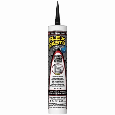 FLEX PASTE Super Thick Waterproof Rubberized Paste, Black, 9-oz. Cartridge