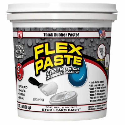 FLEX PASTE Super Thick Waterproof Rubberized Paste, White, 3-Lb. Tub