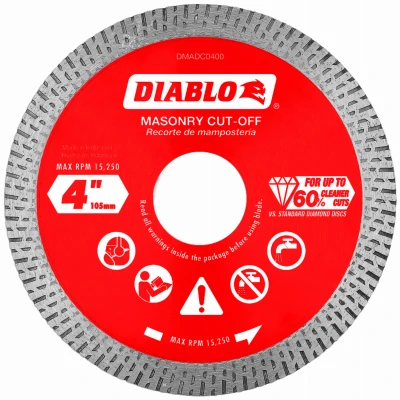 Diamond Continuous Rim Cut-Off Disc, Masonry, 4-In.