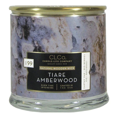 Tiare Amberwood Scented Jar Candle, 14 Ounce