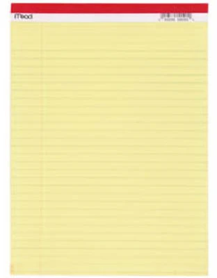 Yellow Legal Pad, 8.5 x 11 In., 50 Sheets