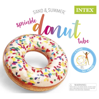 Sprinkle Donut Inflatable Tube, 45-Inch Diameter, Durable Pool Float