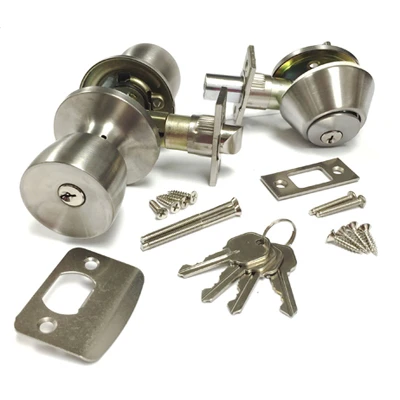 RV Knob & Deadbolt Door Lock Set, Brass