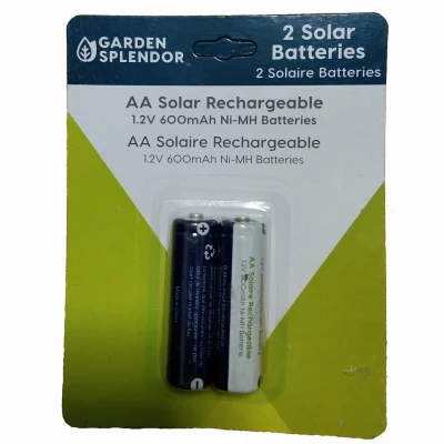 Solar Light Rechargeable Batteries, AA, 2-Pk.