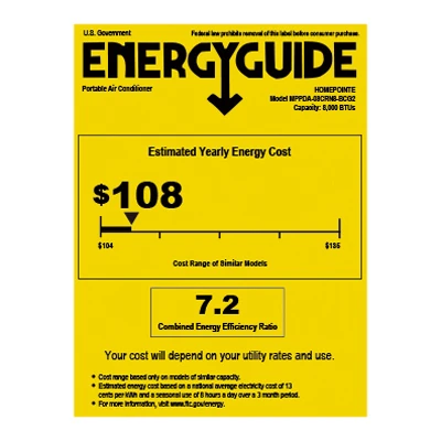 Portable Air Conditioner 8,000 BTU Cooling Capacity with Easy Mobility and User-Friendly Controls