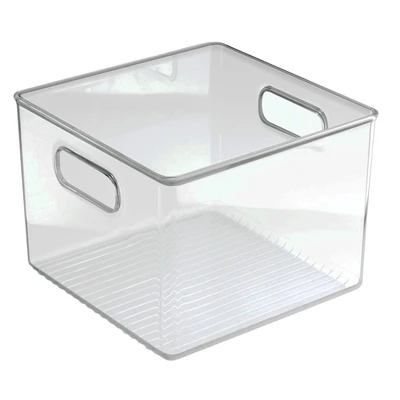 Storage Bin, Clear Plastic, 8 x 8 x 6 In.