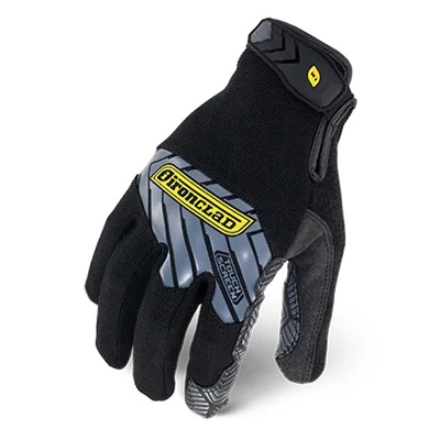 Touchscreen Mechanics Gloves, Silicone Palm, Black, Men's XL