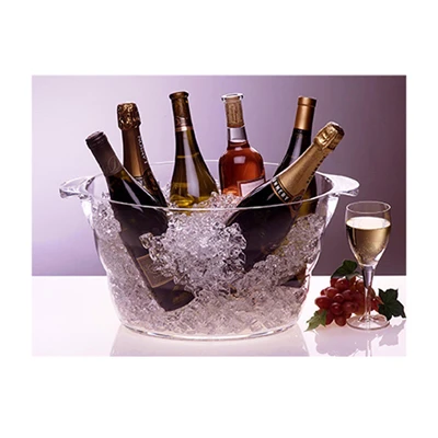 Wine Party Tub, Clear Acrylic, Oval, 15.5 x 11 x 9-In.