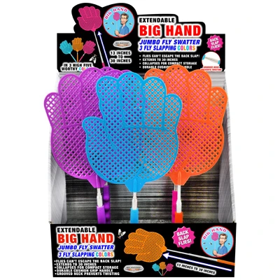Fly Swatter, Extendable Big Hand, 30 In., Assorted Colors