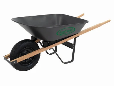 Medium-duty 22-gauge Steel Wheelbarrow With Wooden Handles, 5-cubic Feet