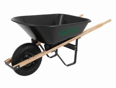 Wheelbarrow, Medium-Duty Poly, Wood Handles, 5-Cu. Ft.