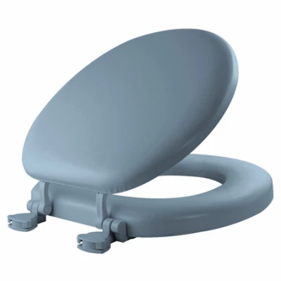 Cushioned Toilet Seat, Round, Easy-Clean & Change Hinge, STA-TITE Fasteners, Sky Blue