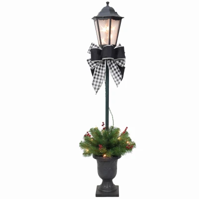 Pre-Lit Black Lamp Post, 4 Ft.