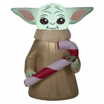 Inflatable The Child Mandalorian With Candy Cane, 3.5 Ft.