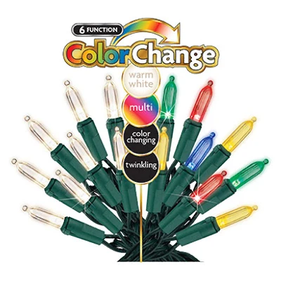 Staylit LED Glass Look Bulb Icicle Light Set, 100 Color-Changing Lights, 6 Function
