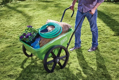 Total-Control Lawn Cart with Poly Tray, 5 Cubic Feet Capacity