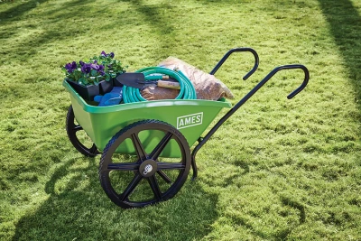 Total-Control Lawn Cart with Poly Tray, 5 Cubic Feet Capacity