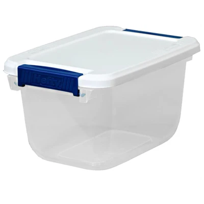 White Latched Storage Bin with 6.5 Quart Capacity