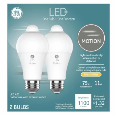 LED+ Motion-Sensing Light Bulb, Warm White, A21, 1100 Lumens,11 Watt