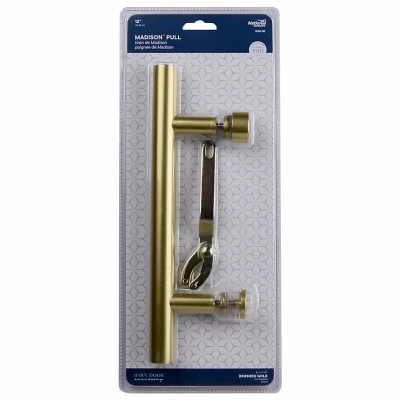 Madison Sliding Barn Door Handle, Brushed Gold Finish, Contemporary Style, 12 Inch Length