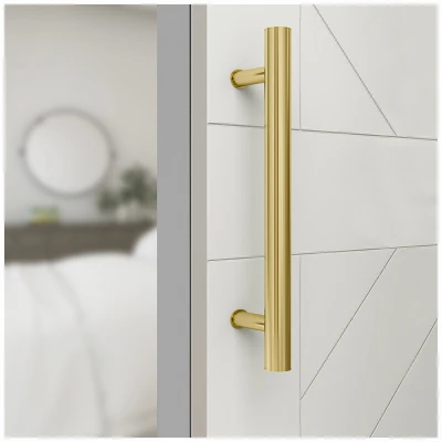Madison Sliding Barn Door Handle, Brushed Gold Finish, Contemporary Style, 12 Inch Length