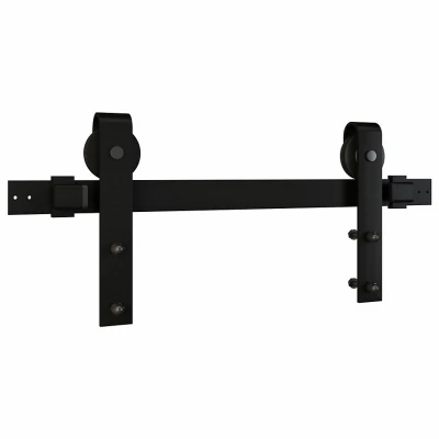 Designer Interior Sliding Barn Door Kit, Soft Close, Matte Black, 76 In.