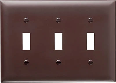 Pass and Seymour Brown Urea Wall Plate with Three Toggle Switch Openings