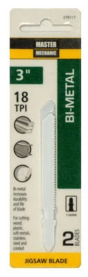 Bi-Metal Jigsaw Blade, 3 In., 18-TPI, 2-Pk.
