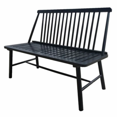 Farmhouse Bench, Black Painted Wood, 4 Ft.