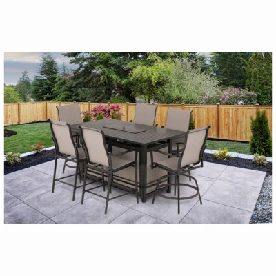 Manhattan Liquid Propane Gas Fire Pit Table Charcoal Gray Aluminum 66 by 36 Inches