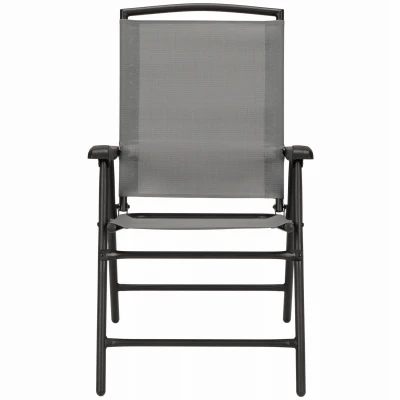 Sunny Isles Steel Folding Chair, Sling Fabric, Graphite