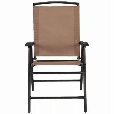 Sunny Isles Steel Folding Chair, Sling Fabric, Mocha