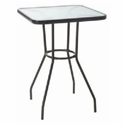 Sunny Isles Table, Black Steel, Glass Top, 27 In.