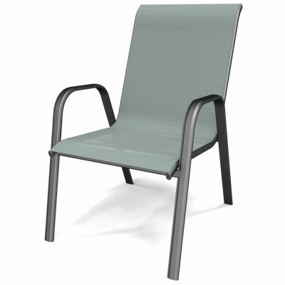 Sunny Isles Chair, Stackable, Steel, Seafoam Green Sling Fabric