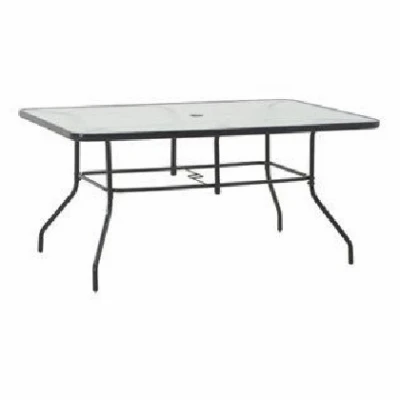 Sunny Isles Dining Table, Black Steel, Glass Top, 60 x 38 In.