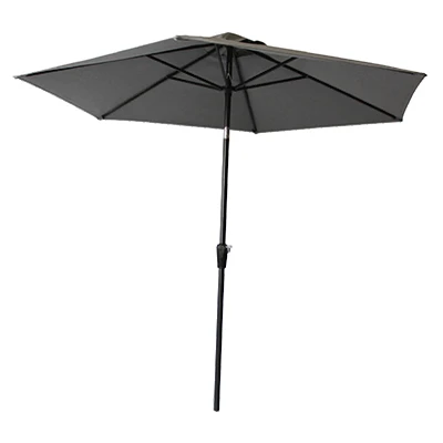 Campton Hills Market Umbrella, Round, Sling Fabric, Gray & Brown, 9 Ft.