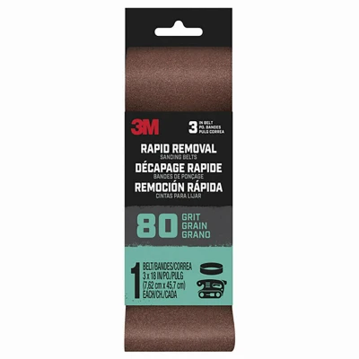 Power Sanding Belt, 80-Grit, 3 x 18 In.