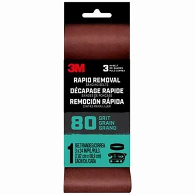 Power Sanding Belt, 80-Grit, 3 x 21 In.