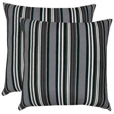 Patio Premiere Outdoor Toss Pillow, Gray/White Stripes, 16 x 16 x 4 In.