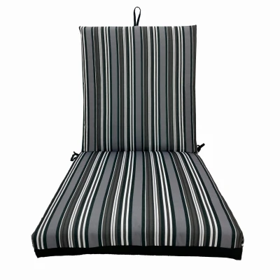 Patio Premiere Seating Cushion, Stripes Reverse to Solid Gray, 44 x 21 x 4 In.